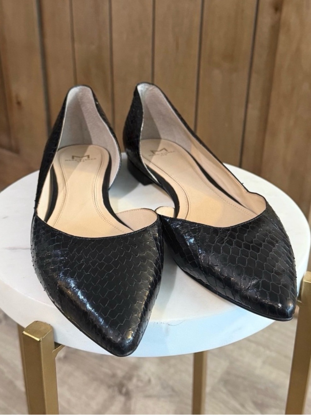 Black Snakeskin Embossed D’Orsay Flats | Marc Fisher